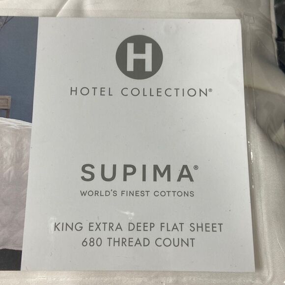 Hotel Collection 680 Thread Count 100% Supima Cotton Extra Deep Flat Sheet - Picture 2 of 4